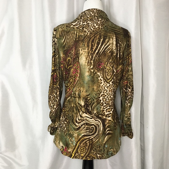 3 for $75!!! Peter Nygård Animal print blouse, size Medium. - Picture 2 of 5